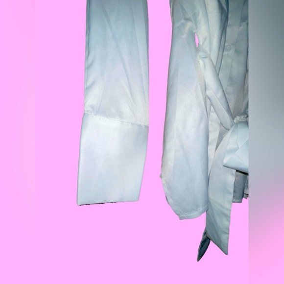 🆕#29~NWT COMMENSE Cut Out Button Down Collar White Shirt, Size Small - Picture 9 of 13